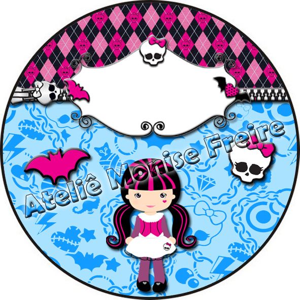 Rótulo adesivo 4,8cm  Monster High