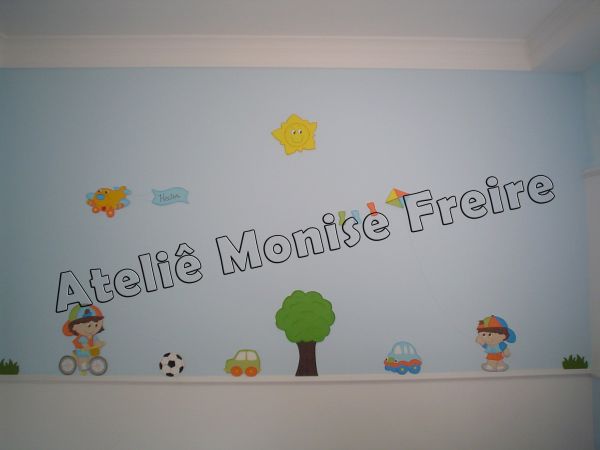 Border mdf Meninos Brincando 15 pçs