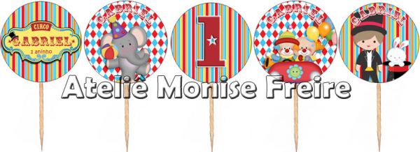 _Topper para cupcake Circo Color