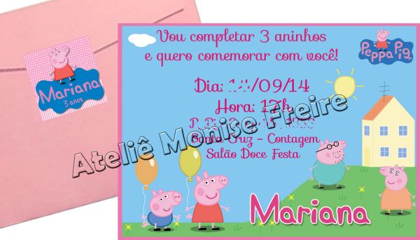 Convite Peppa Pig Princesa para imprimir