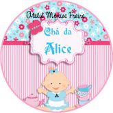 Rótulo ad latinha Chá de bebê Alice no país da Maravilhas