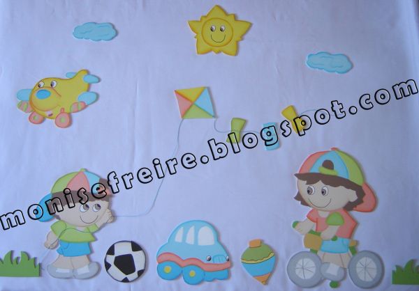 Border mdf Meninos Brincando 12 pçs