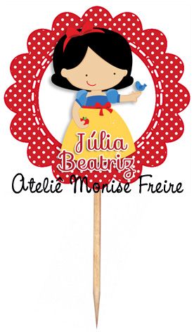 Topper para cupcake flor Branca de Neve Cute