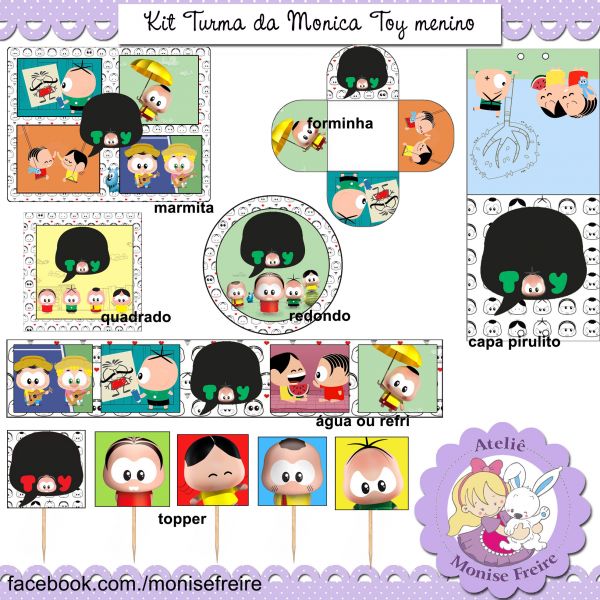 Kit 10 artes digitais Turma da Monica Toy para menino