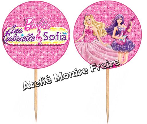 Topper para cupcake Barbie Princesa & PopStar