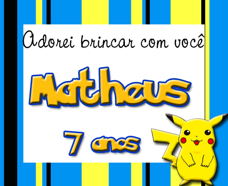 Tag para lembrancinhas Pokemon