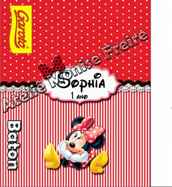 m Rótulo para Baton personalizado Minnie