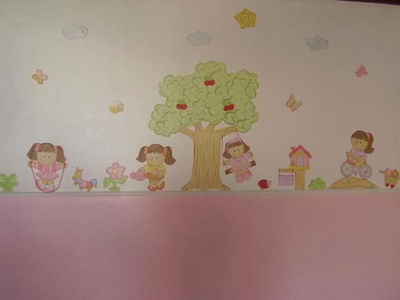 Border mdf Meninas Brincando 20 pçs